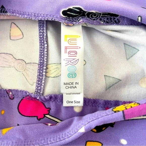 Lularoe Halloween Candy Corn Lollipops Canes Purple Leggings- One Size (OS) - Picture 3 of 5